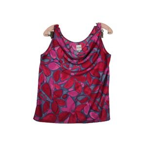 Nic + Zoe Women's Size Small Floral Tank Top‎ Pink Red Scoop Neck